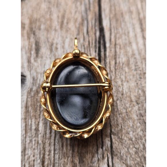 Vintage Van Dell 12K Yellow GF Sardonyx Cameo Brooch or Pendant - Picture 5 of 7